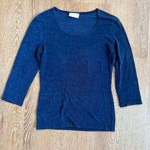 90s blue slinky quarter sleeve top
